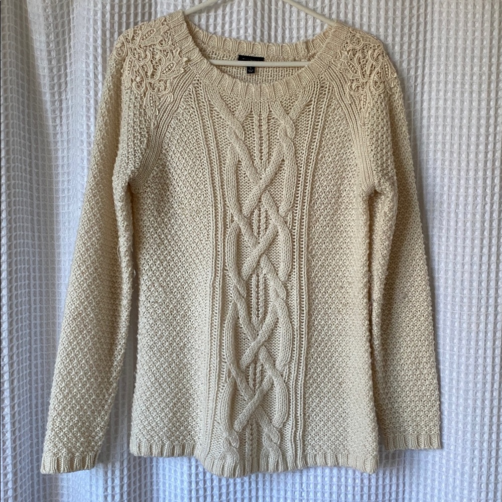 Talbots Cream Cable Knit Sweater
